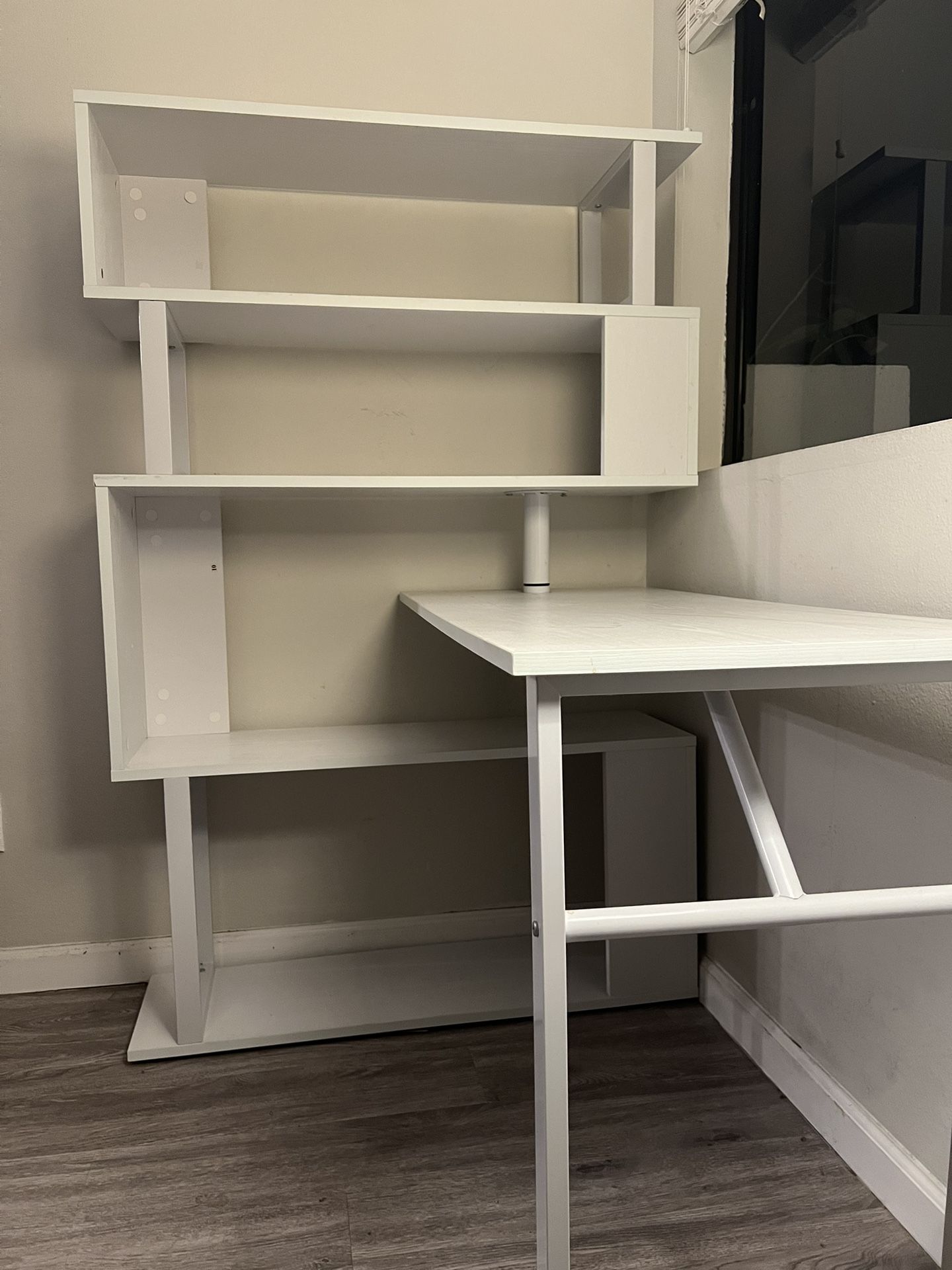 Computer Desk With 5 Shelf Bookshelf