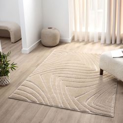 8x10 Thick Solid Beige Rug 