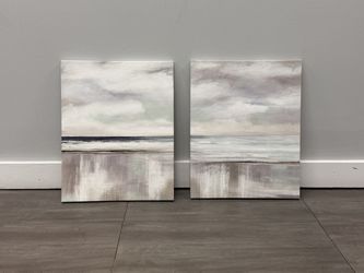 2-Piece Coastal Abstract Canvas Wall Art Set