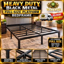 ποΈ HEAVY-DUTY FULL-SIZE BLACK METAL PLATFORM BED FRAME β STURDY & MODERN! ποΈ