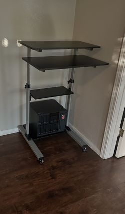 Standing or Sitting Mobile Computer Cart with Wheels
