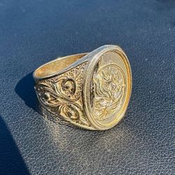 10K Yellow Gold JESUS head Handmade ring w/Artwork 7.5 grams size 9.75