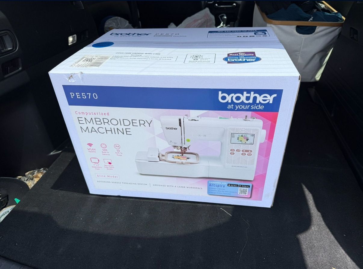 Brother PE570 Embroidery Machine with 135 Built-in Designs, Wireless Connectivity, and Artspira App Integration