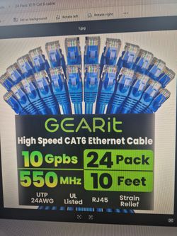 NEW 24 pack of 10 foot Cat 6 ethernet cables