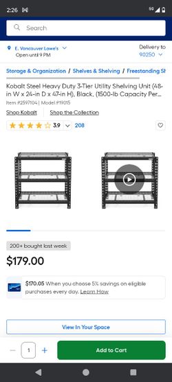 Kobalt 3 Tier Industrial Strength Metal Shelving