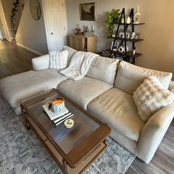 Feathers Sectional Couch Chaise Lounge 110-Inch