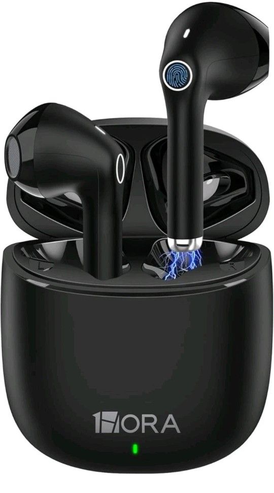 1 Hora Wireless Earbuds Bluetooth 5.3, Sports Headphones Deep Bass in-Ear Earphones, Premium Sound with Charging Case, Compatible with iPhone, Android