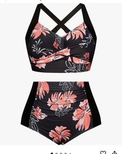 Womens High Waisted Bikini Sets Tummy Control Swimsuit Ruched Two Piece Bathing Suit