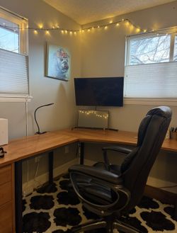 Large wood and metal desk for sale