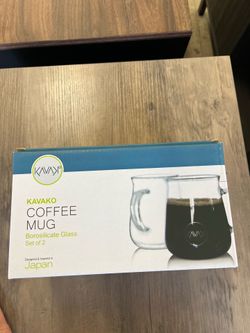 Kavako Glass Coffee Mugs 16oz Set of 2