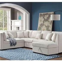 Brand New Beige Sectional With Pull-out Sleeper