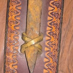 Antique Railroad Tie  Comes On A Stamped Leather Casing