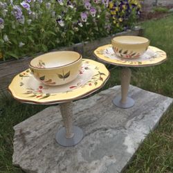 Dual Bird Bath / Feeders  - Art Decor (indoor/outdoor, yard art)