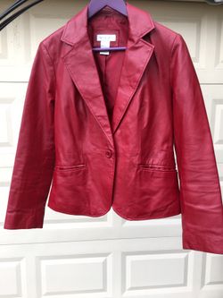 Worthington genuine leather red jacket , women’s Size M