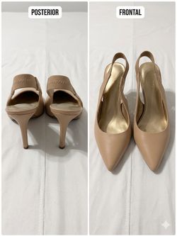 Nine West Nude Beige Pointed Toe Slingback Heels size 6 1/2