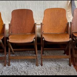 Vintage American Seating Company Wooden Folding Chairs Set of 4