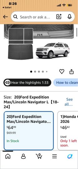 Ford Expedition Max / Lincoln Navigator L Cargo Mat Set