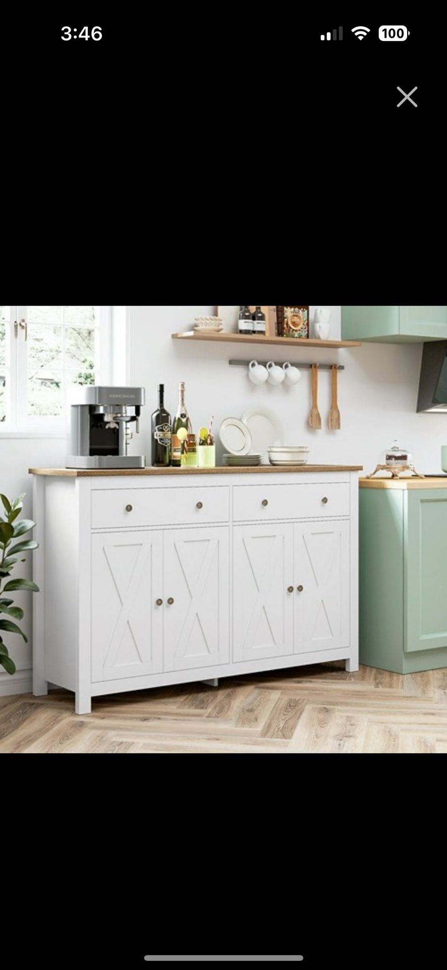 Homfa 4-doors 2-drawers Storage Cabinet Wood Sideboard