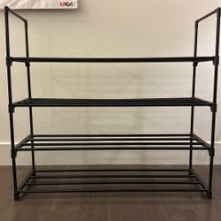 4-Tier Black Metal Shoe Rack – Great Condition