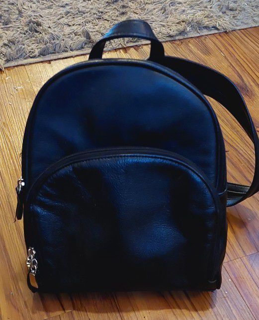 Arielle Black Leather Mini Backpack