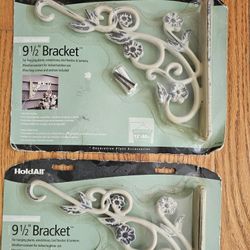 $35.00 - (2) Victorian/Shabby Chic NEW Brackets with Scrollwork & Flower Accents!   Cast Aluminum/Interior & Garden Decor!  Lowest Price!