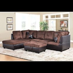New Chocolate Sectional And Ottoman 