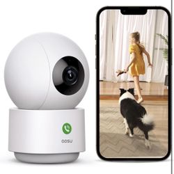 aosu 2K Security Camera Indoor, Baby Monitor Pet Camera 360-Degree for Home Security with 2.4 GHz Wi-Fi Router, One-Touch Call, Smart Motion Tracking