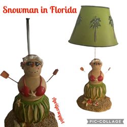 Florida Snowman Candle Holder With Topper 