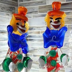 Vintage Handblown Glass Clown Figurines