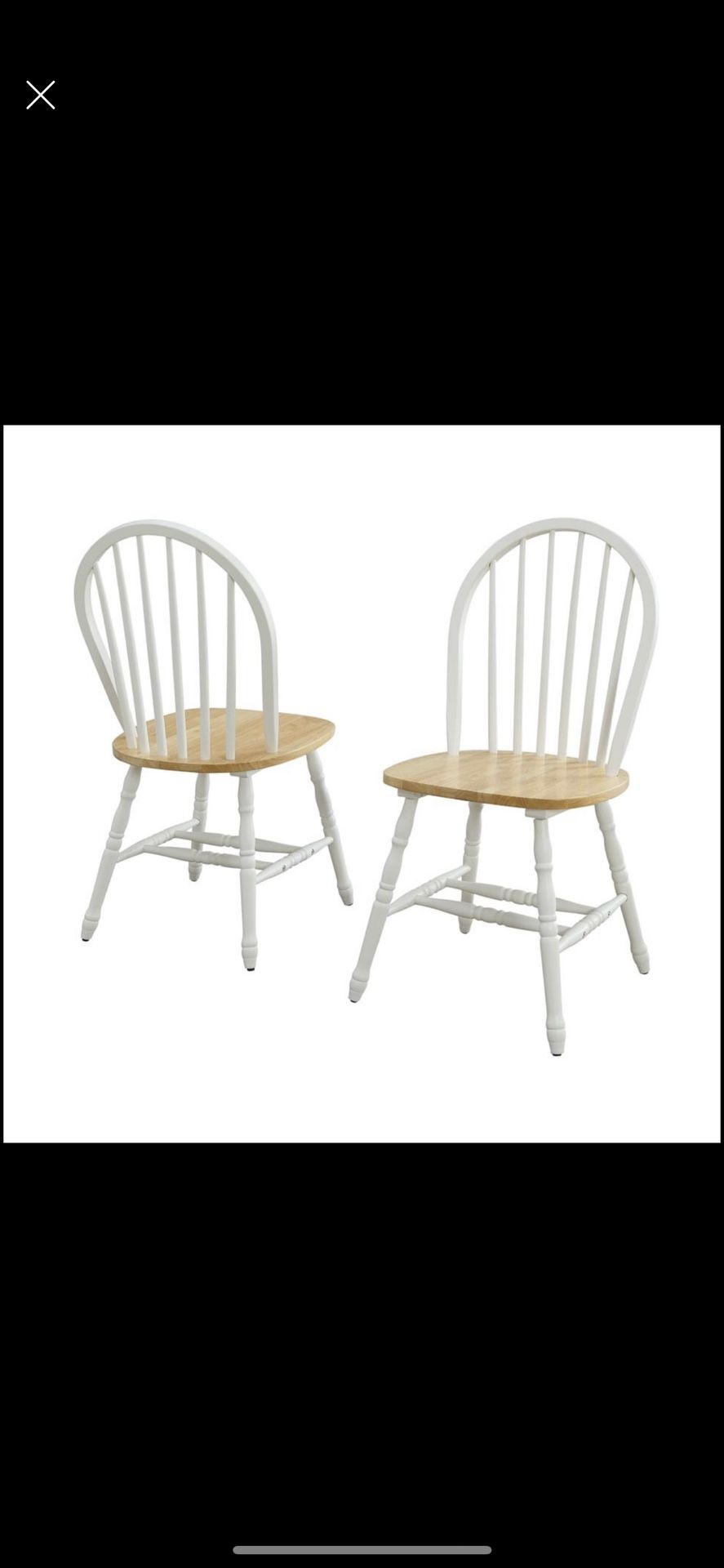 new (Set of 4) Solid Wood Dining Chairs, White and Oak