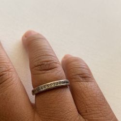 Silver Ring With White Gemstones 