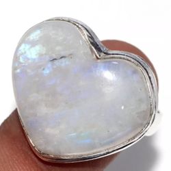 Rainbow Moonstone 925 Silver Plated Heart Ring Us 10 Valentine Gifts