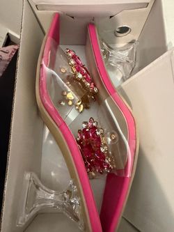 Size 9.5-10 Woman Pink Sparkly Heels