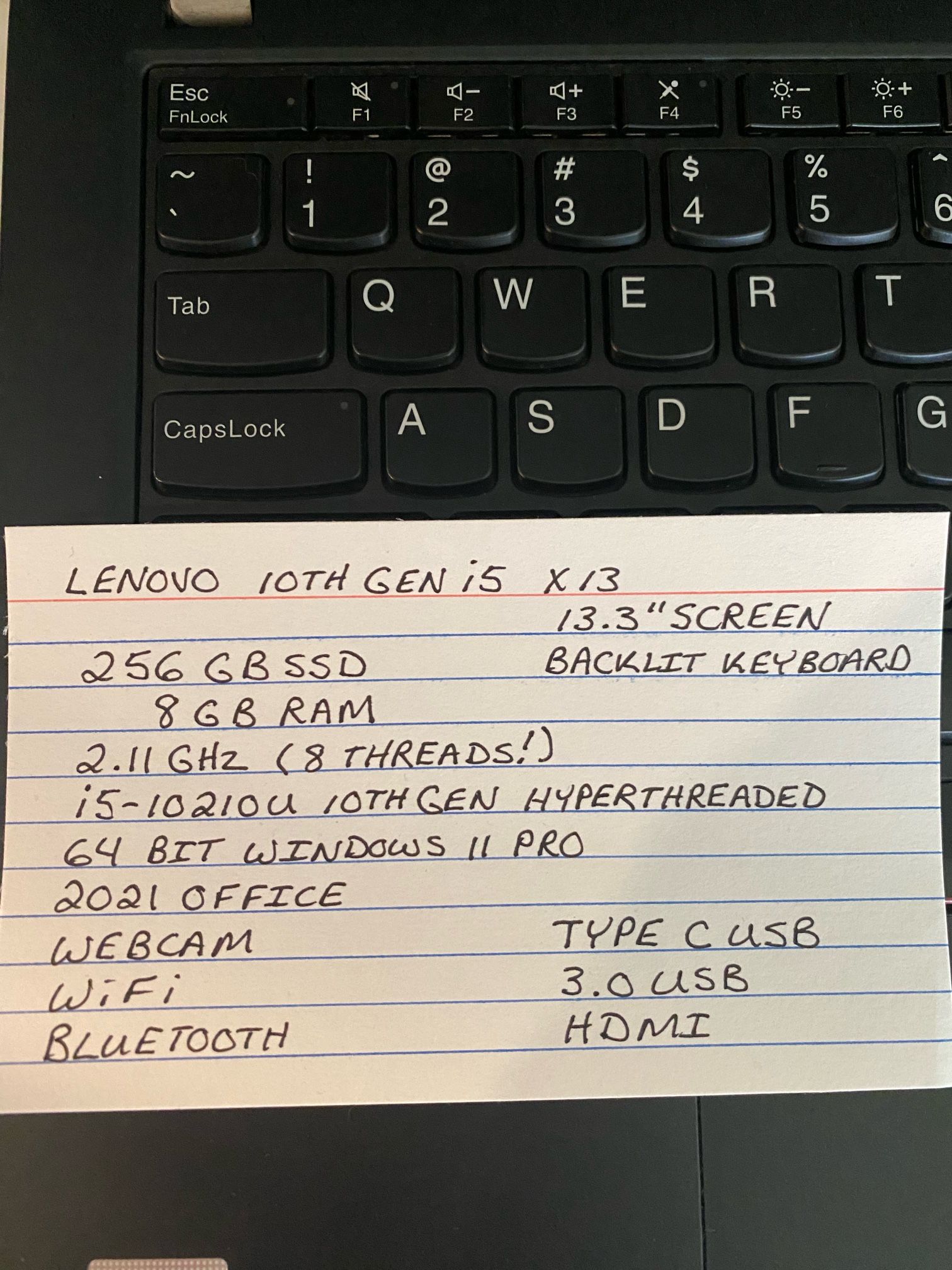 8GB Ram SSD 10th Gen Hyperthreaded Laptop