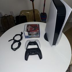 PS5 Disc Bundle + 2 Controllers + Spider-Man 2 + Games
