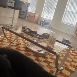 Coffee Table With Matching Side Table Also Listed