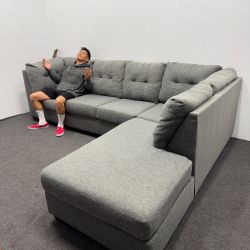 Comfy Gray Sectional Couch w/ Great Back Support - Retails 1k - Excellent condition - Can Drop Off