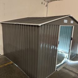 Sales $395!!!  (New in box) 8’ L x 10’ W x 6.’ H galvanized steel Metal Storage Shed Outdoor Garden Backyard 8’x10’ Storage.