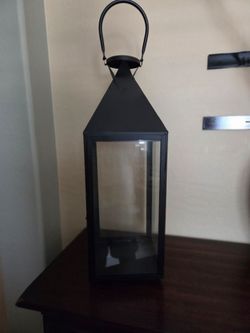 Lantern, blk metal 27x9 with16" window,NEW GIFTABLE $25.00 ea have 2