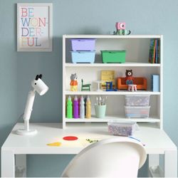 IKEA PÅHL Adjustable Kids Study Desk w/ Bookshelf – White – Like New (2 Available)