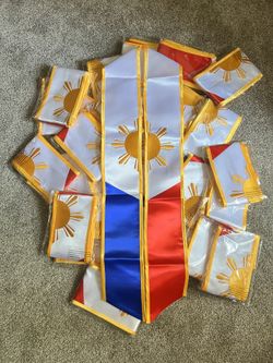 Philippines Embroidered Graduation Flag Stole Sash Scarf Filipino Heritage Grad-with correct color placement