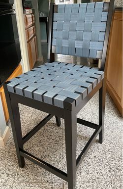 2 counter chairs in webbing belt blue