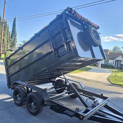 NEW DUMP TRAILER 12x8x4 12000 LBS
ROLLING TARP--SPARE TIRE,ELECTRIC BRAKES,HYDRAULIC SYSTEM,REMOTE CONTROL,IDEAL FOR HAULING, DEMOLITION, TRASH ETC,