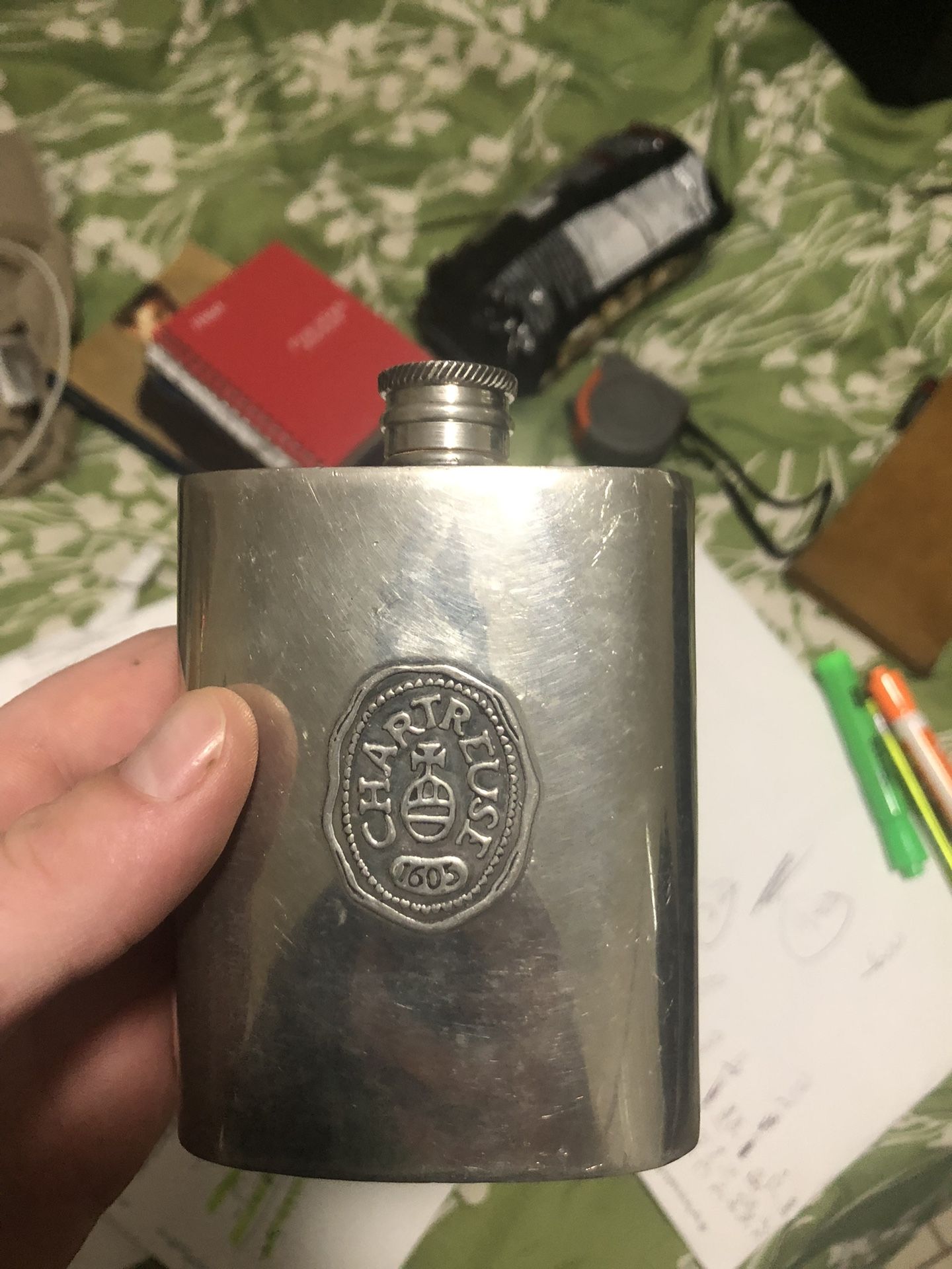 English Pewter Sheffield  Flask Pinder Bros