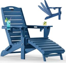 ❤️‍🔥 C) Adirondack Folding Chair with Retractable Ottoman Footrest