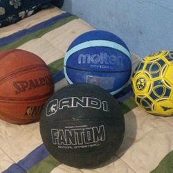 (4) sport balls all for 25 Dollars 