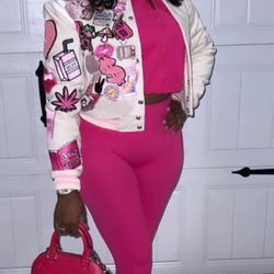 Pink Plastics Mean Girls Varsity Jacket