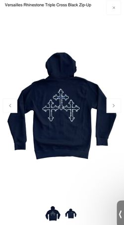Versailles Rhinestone Triple Cross Black Zip-Up