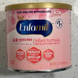 Enfamil A.R 7.2 OUNCE 12 CANS AVAILABLE $150 CASH OR BEST OFFER FOR ALL 12 ALL BRAND NEW AND SEALED
(DELIVERY IS AVAILABLE)
