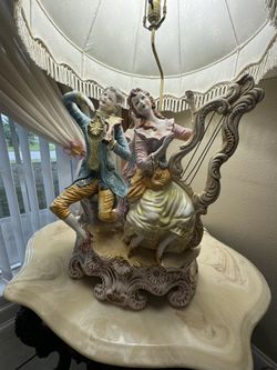 MUST GO: 2 vintage/antique Italian Capodimonte Porcelain Lamps